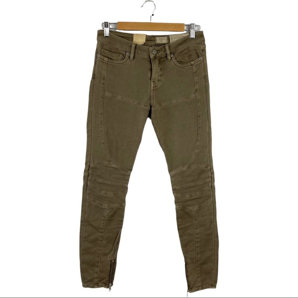 NWT All Saints Biker Moto Zipper Accents Ankles Cropped Skinny Jeans Size 28